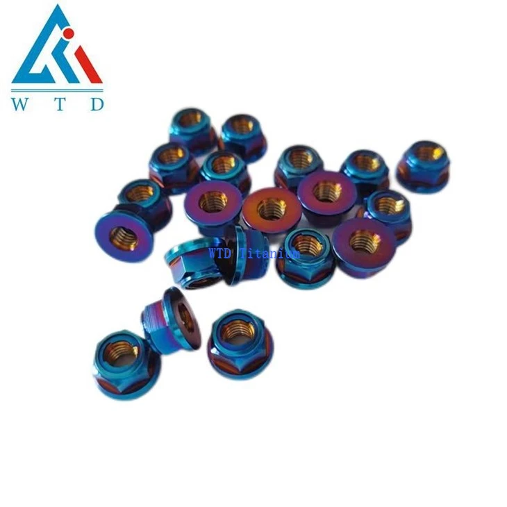 Burnt Blue Titanium M6 Nuts Metal Lock