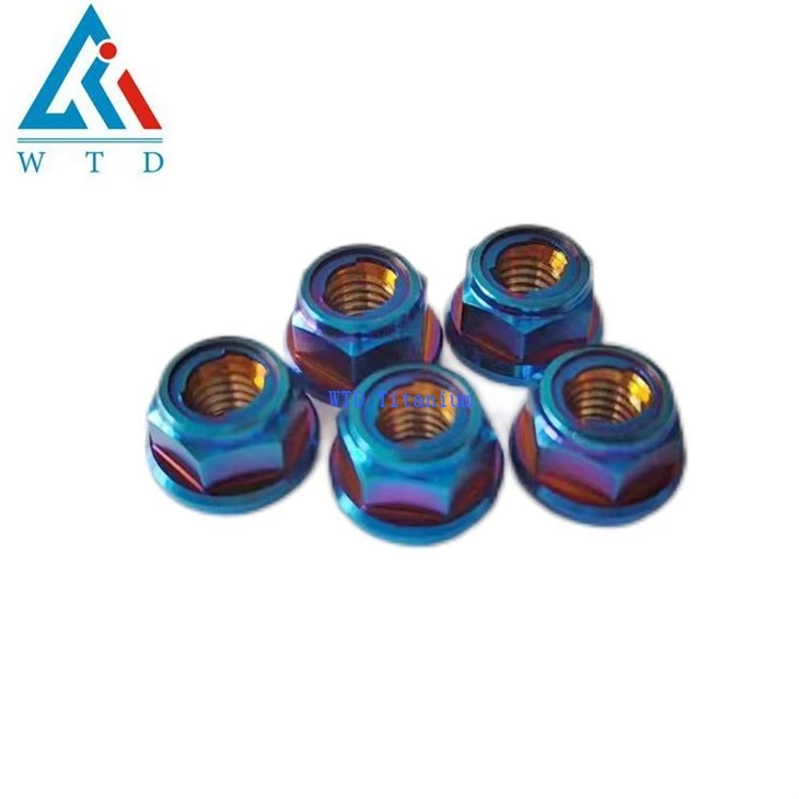 Burnt Blue Titanium M6 Nuts Metal Lock